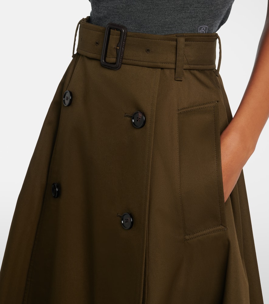 Cotton gabardine midi skirt