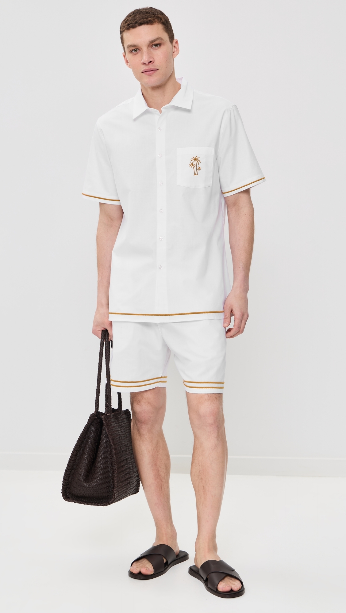 Efe Embroidered Linen Camp Shirt White