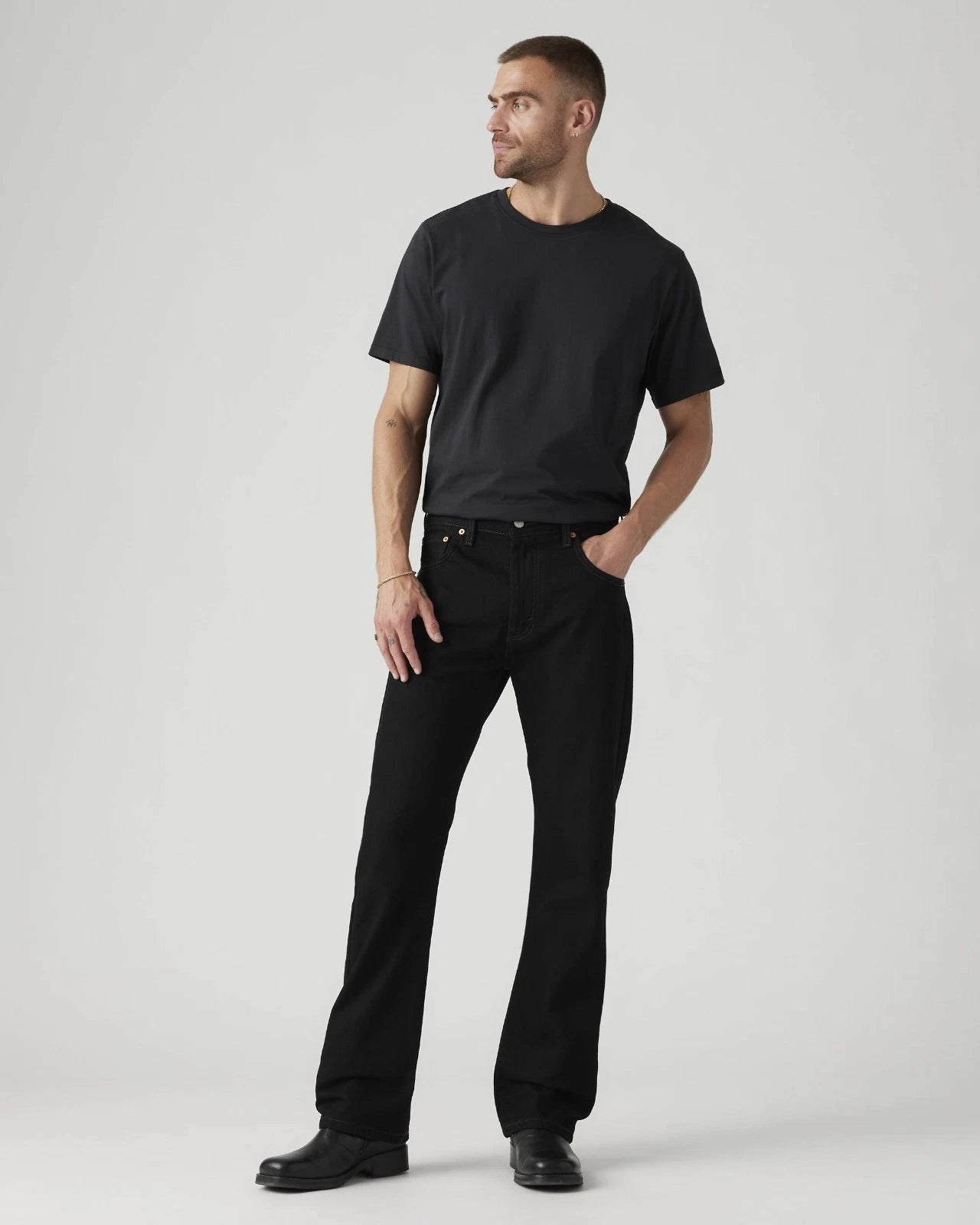 Men's 517 Jeans Black Denim Dark Wash Bootcut Leg Zip Fly JDM2662