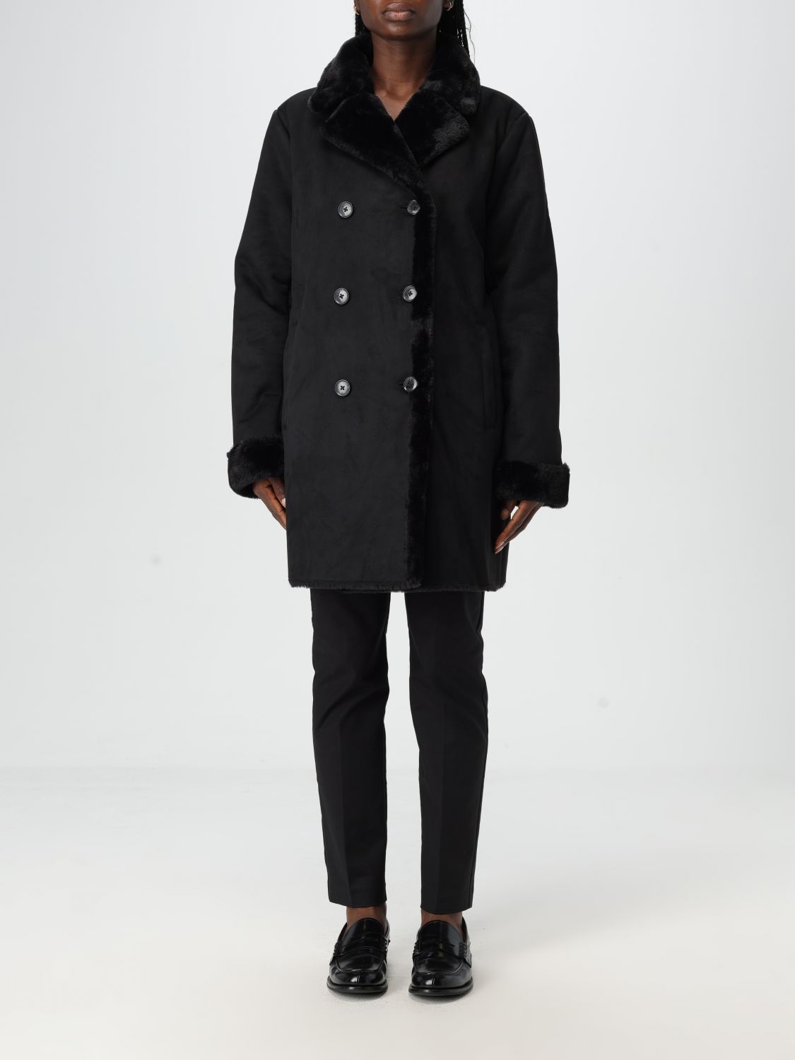Double-breasted coat - Black