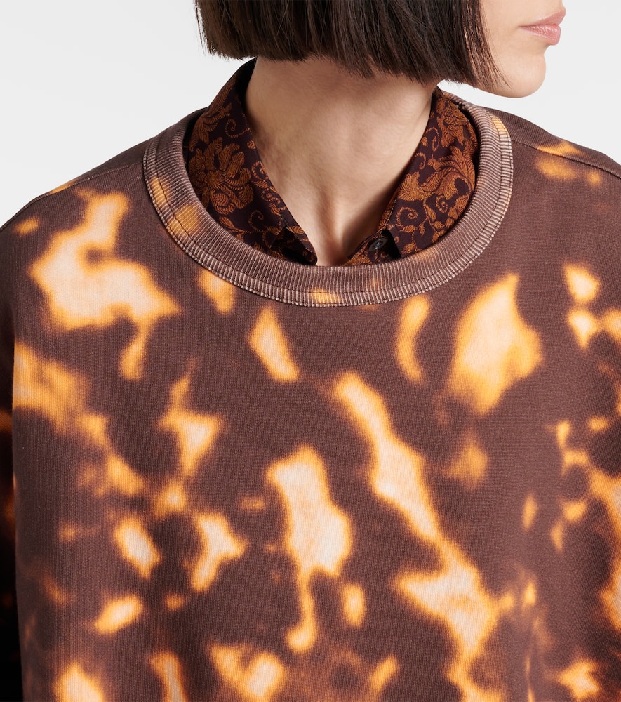 Printed gathered cotton sweatshirt