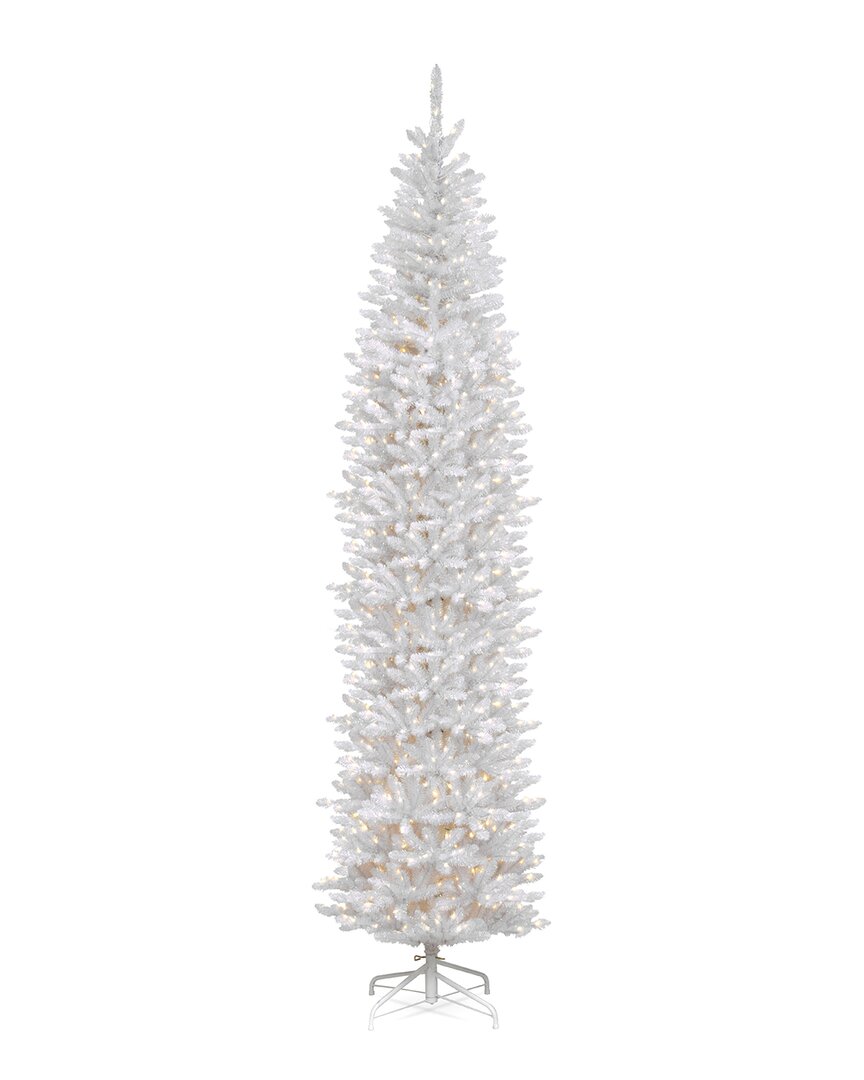 National Tree Company 9ft Kingswood White Fir Pencil Tree with Clear Lights