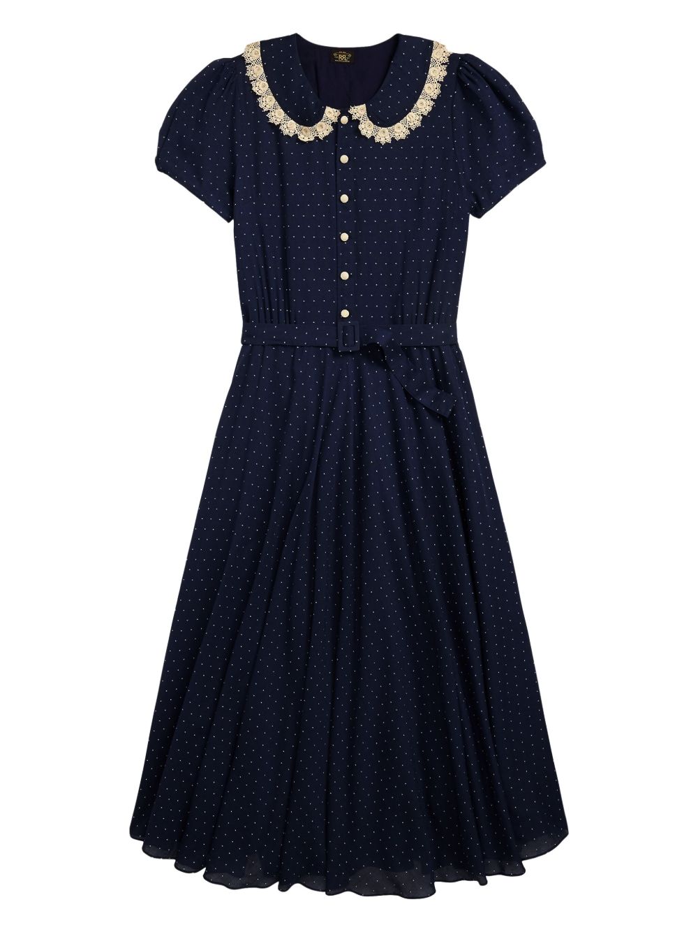 Belted printed dress - Blue
