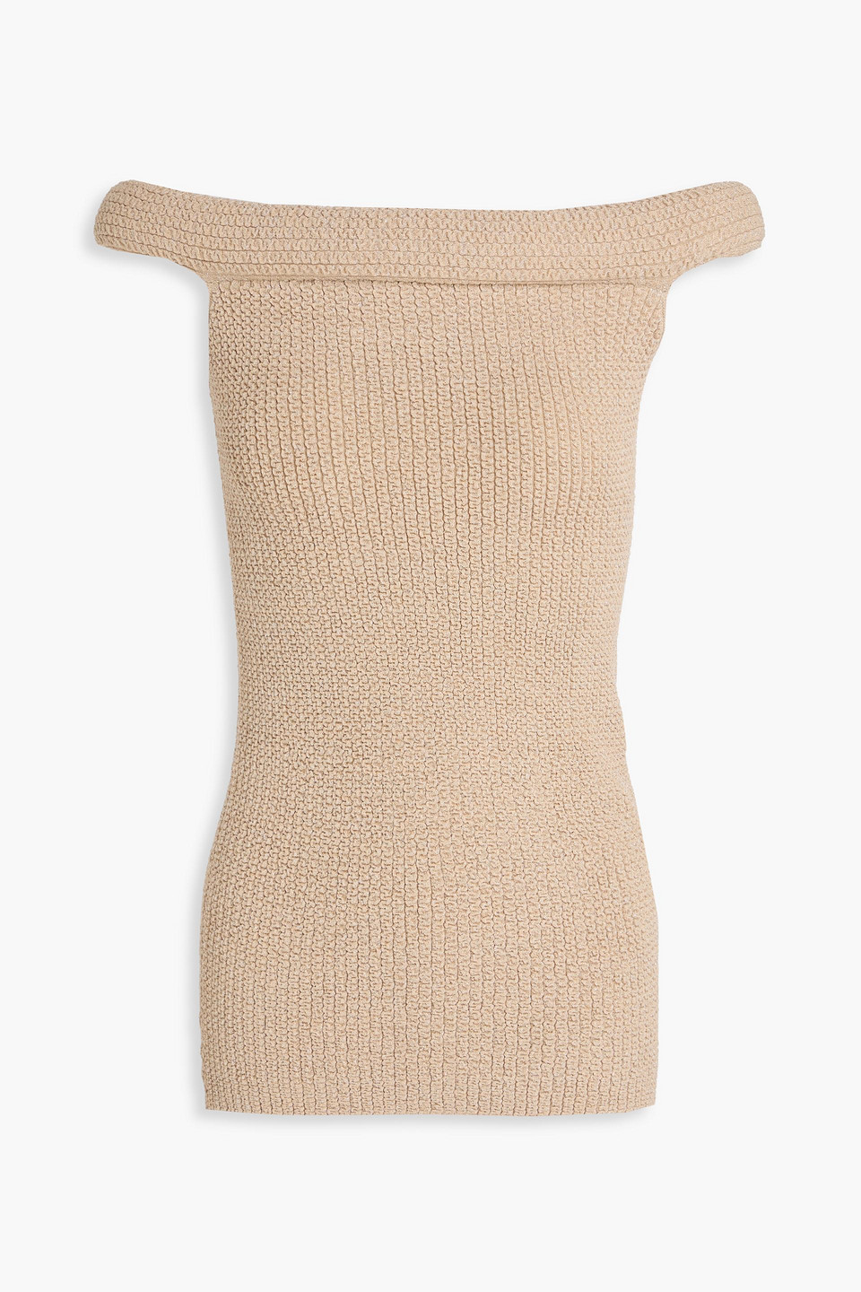 Off-the-shoulder metallic stretch-knit top - Neutral - L