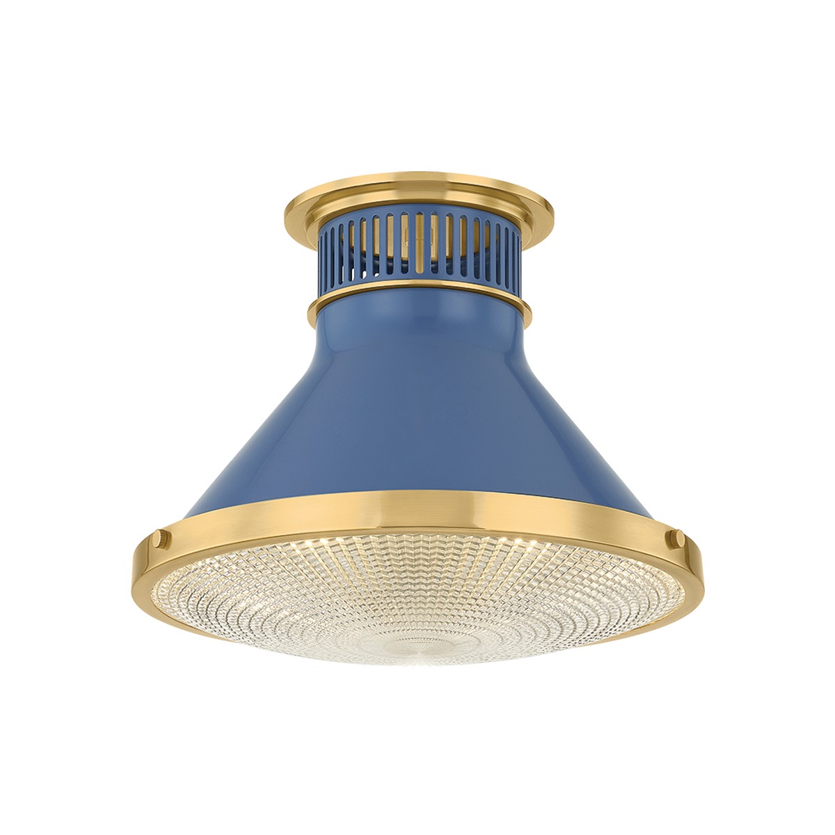 Aged Brass Soft French Blue Flush Mount from the Highclere Collection