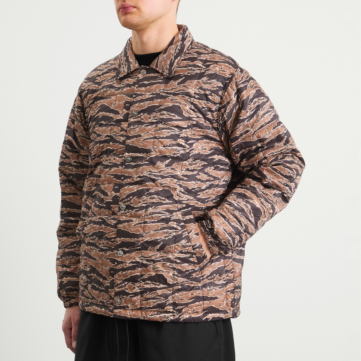 Men's Down Coach Jacket Black/Gold Tiger Camo