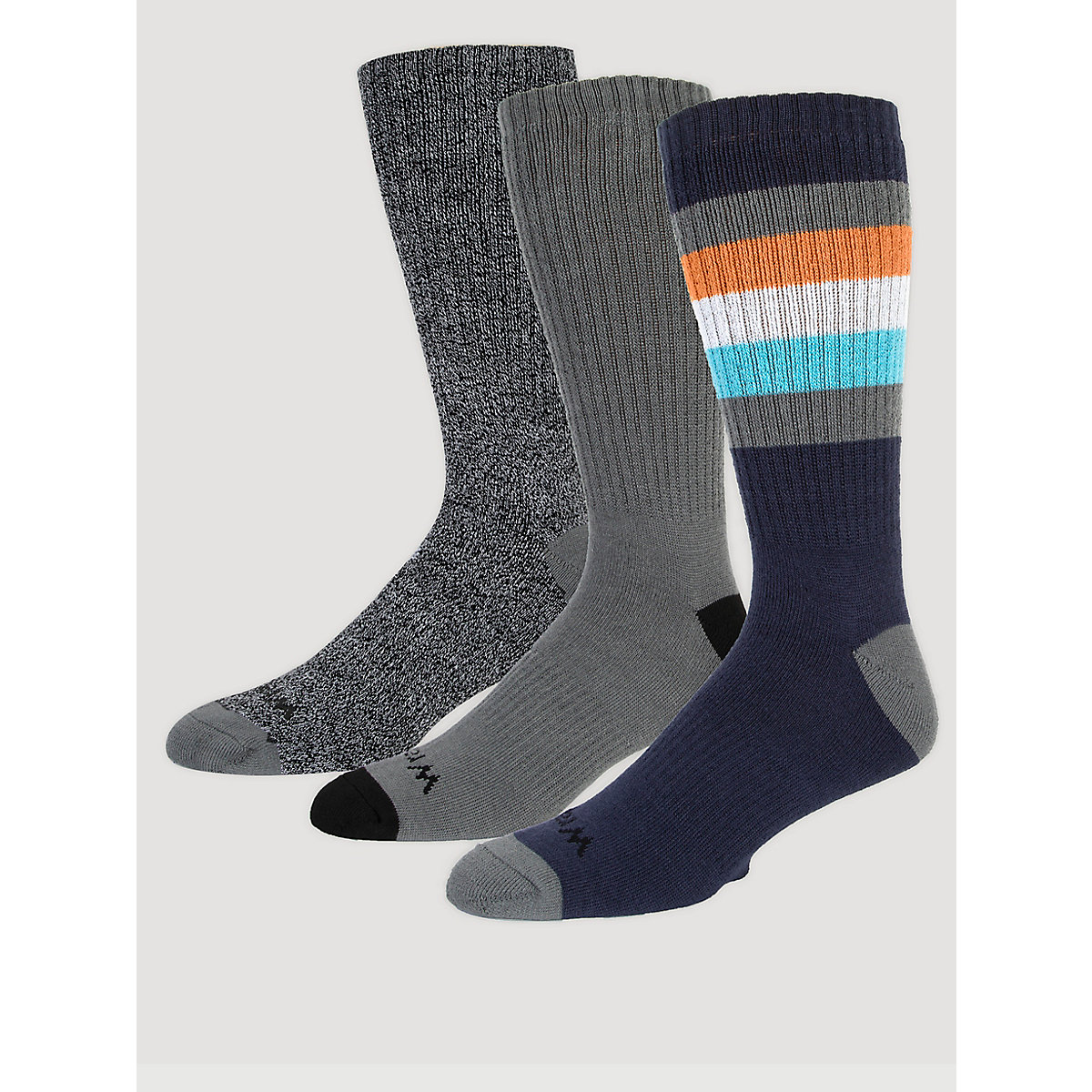 Men's Midweight Crew Socks (3-Pack) in Navy/Charcoal/Black
