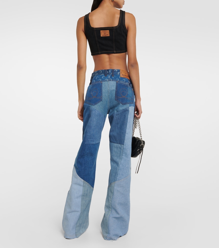 Regenerated cropped denim bustier