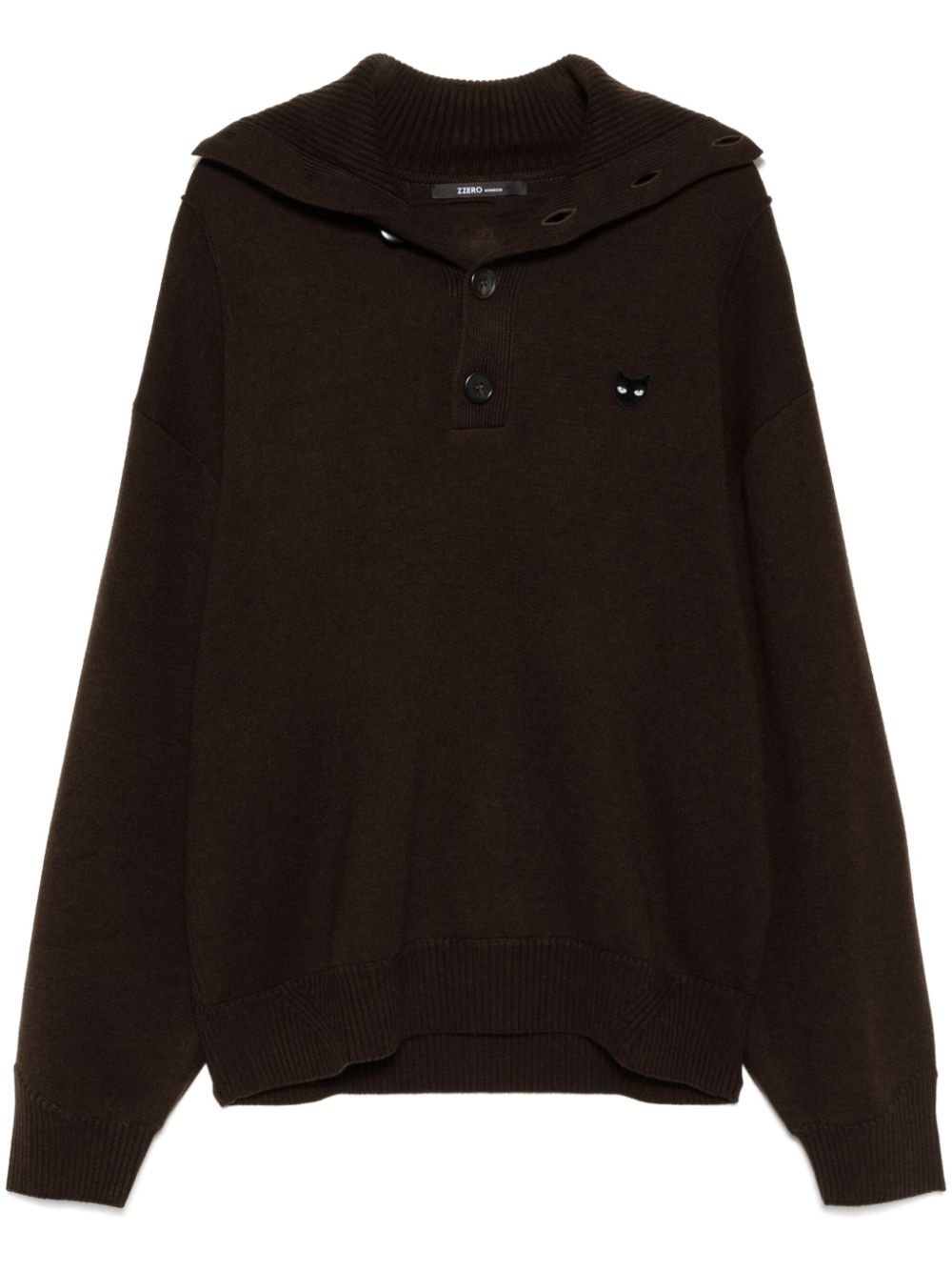 Panther hand rope high neck sweater - Brown