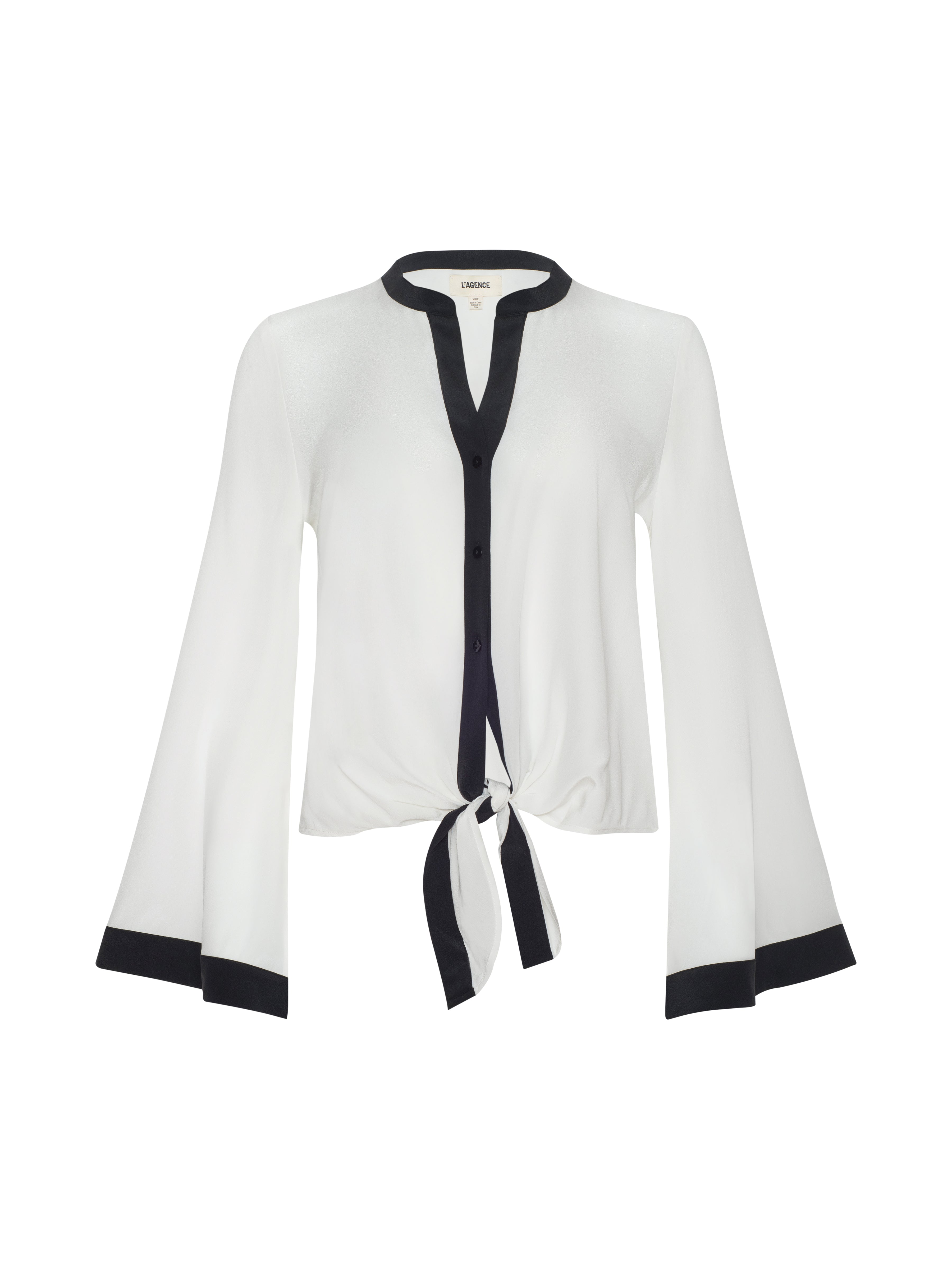 Charlize Silk Blouse Top In Ivory/black