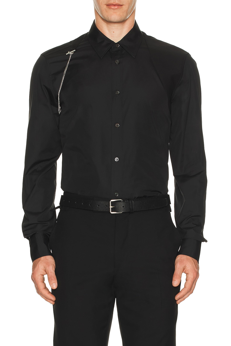 McQueen T Chain Harness Shirt in Black - Black. 15.5 also .5, 17