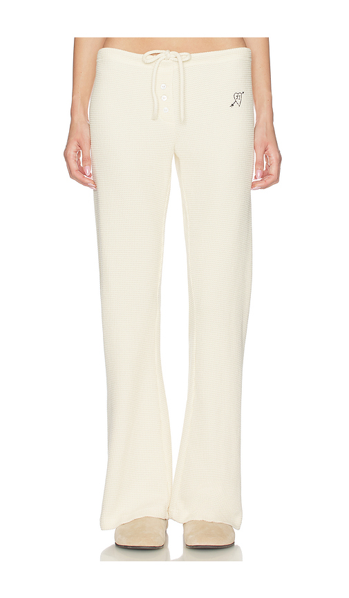 Juliet Johnstone Waffle Knit Lounge Pant in Cream. L. Also in M, S, XL/1X