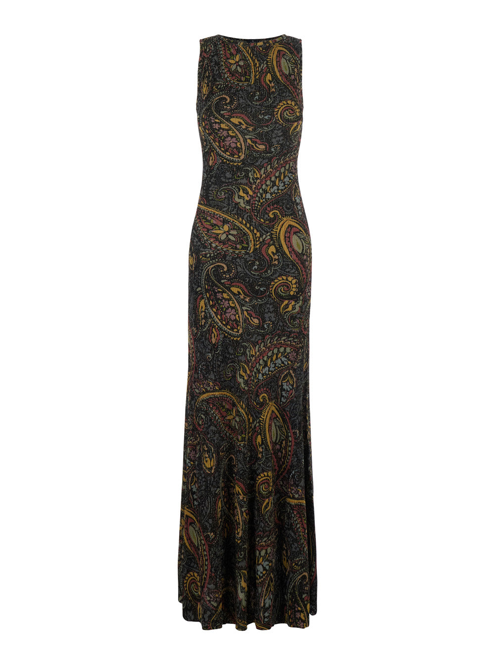 Embroidered Tech Fabric Maxi Dress — Multicolor