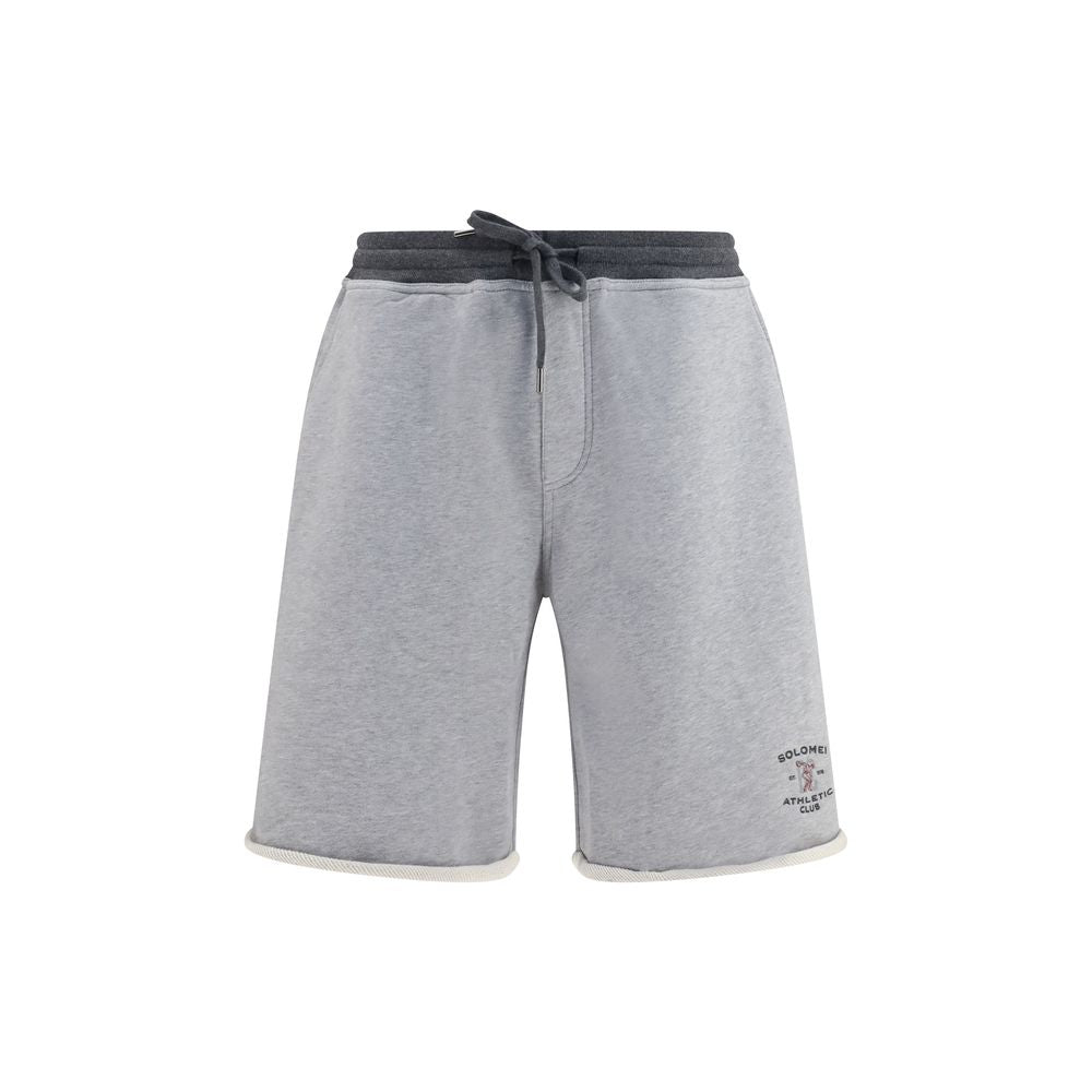 Cotton Drawstring Bermuda Shorts — Gray