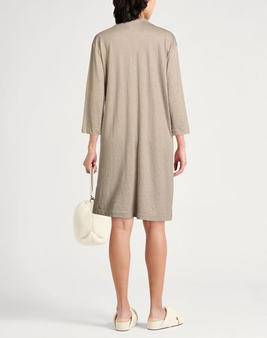 Woman Midi dress Khaki Size 1 Linen, Elastane