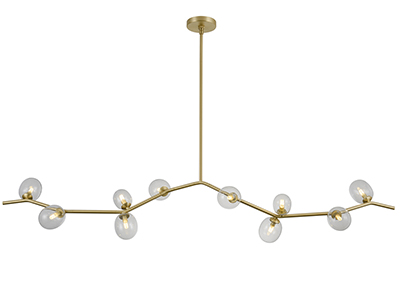 Hampton 10-Light Chandelier in Brushed Brass With Clear Gla