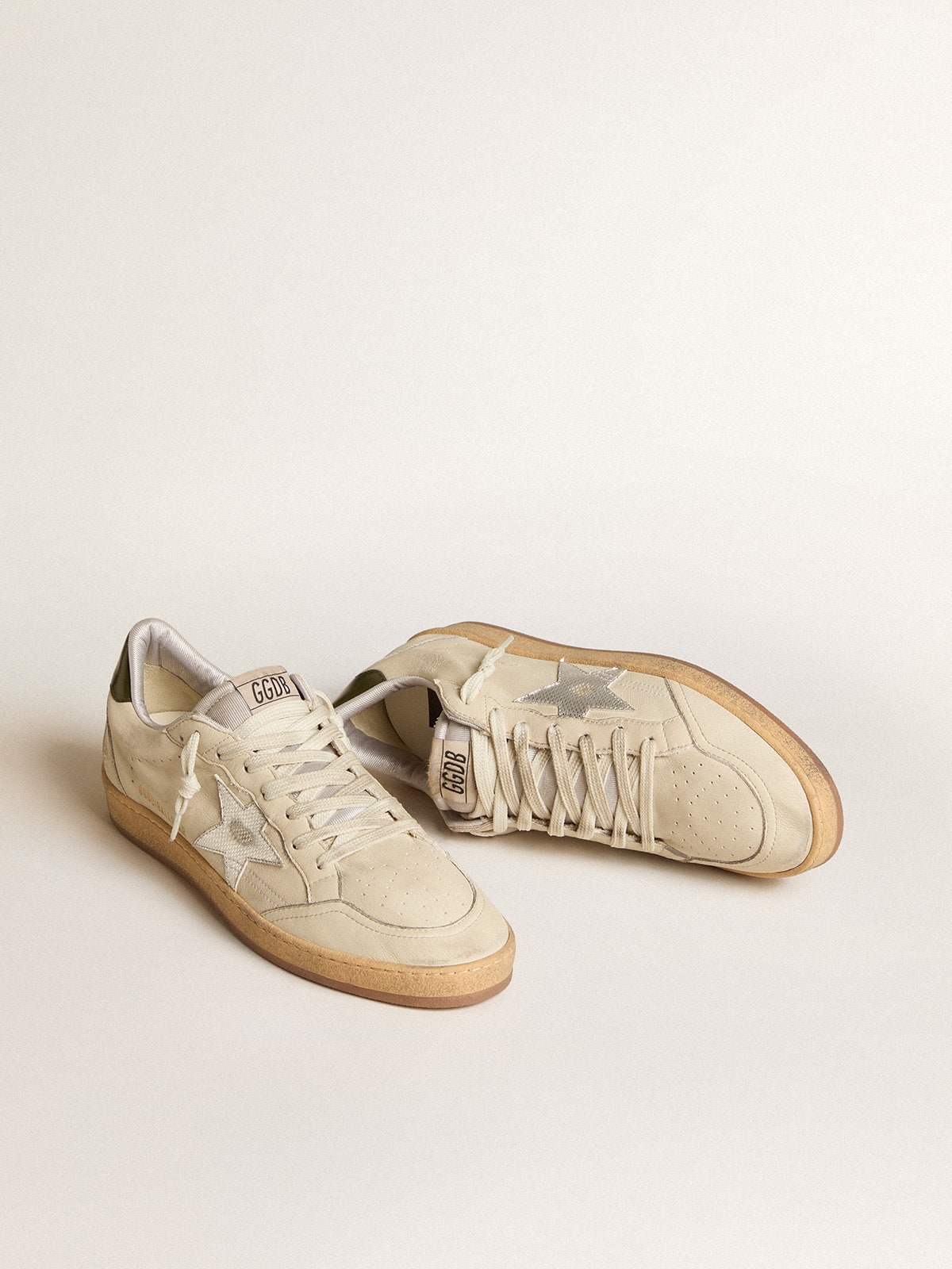 Golden Goose - Men's Ball Star With Silver Leather Star And Green Leather Heel Tab, Man