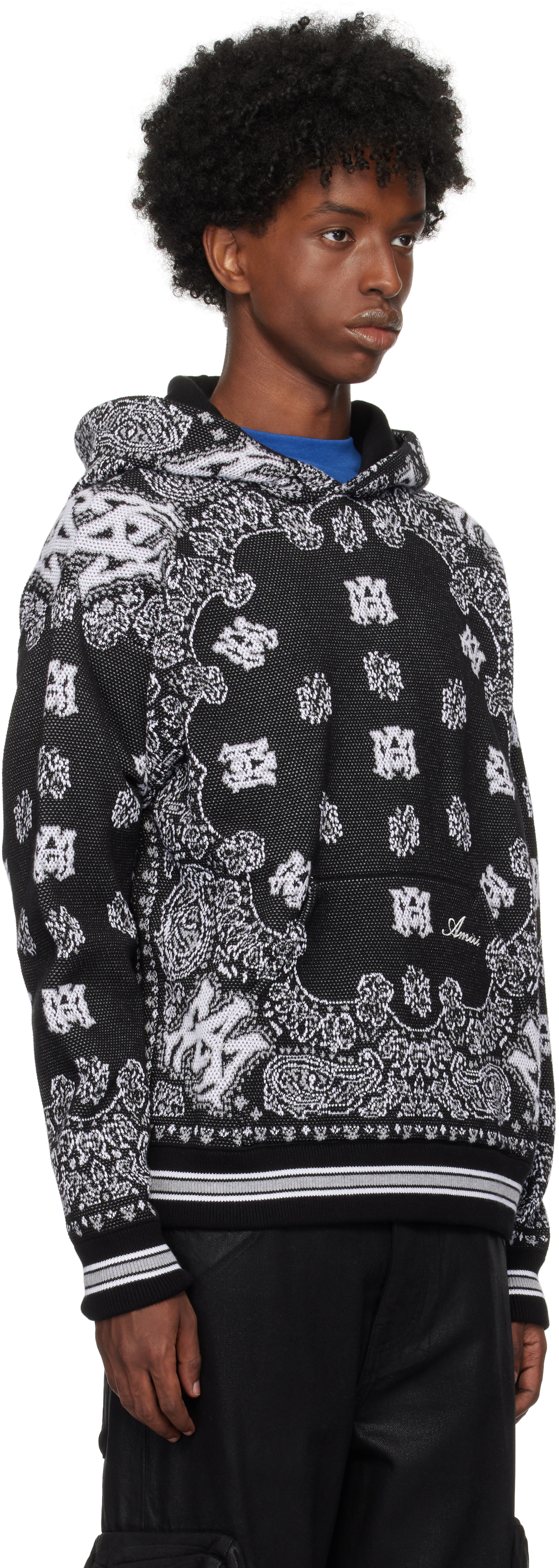 AMIRI Black & White Bandana Hoodie