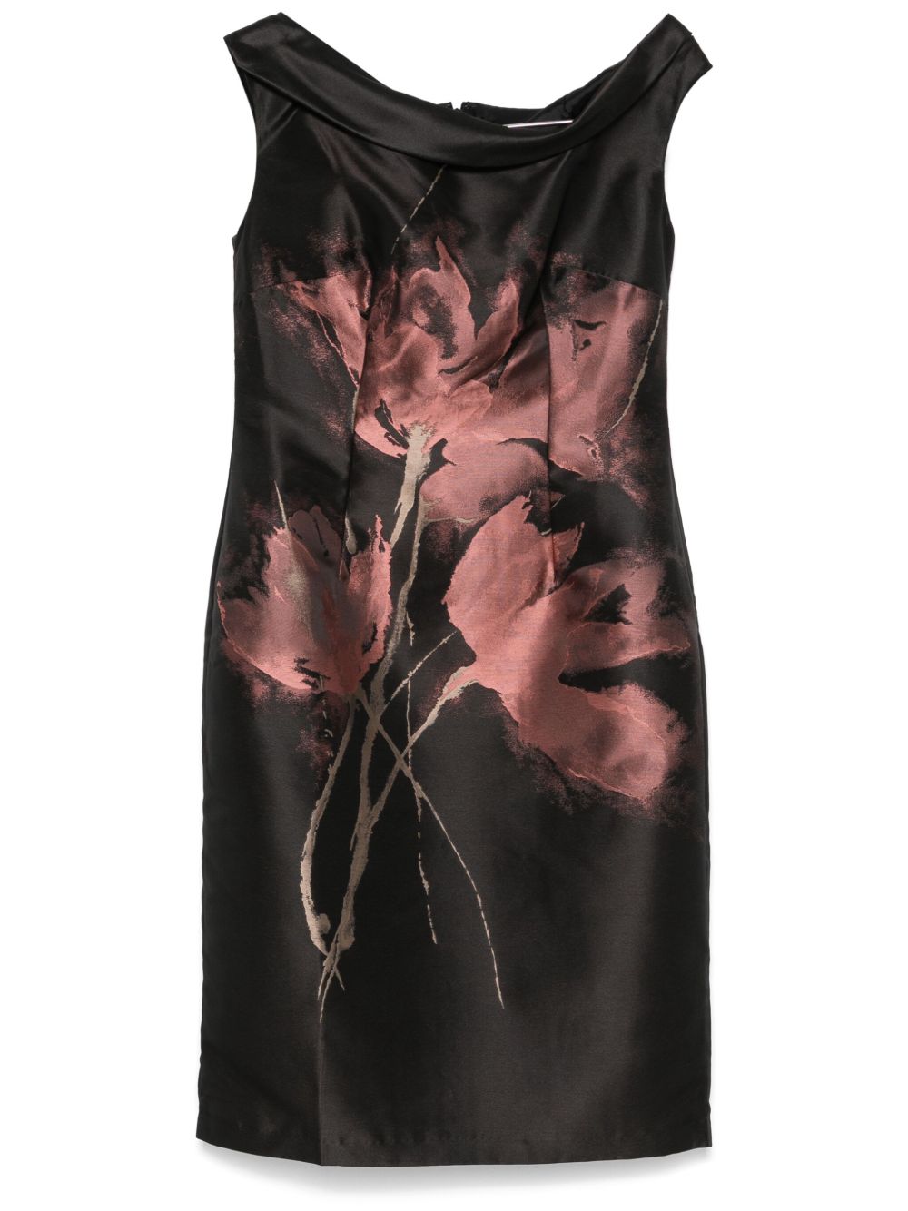 Floral-jacquard midi dress - Black