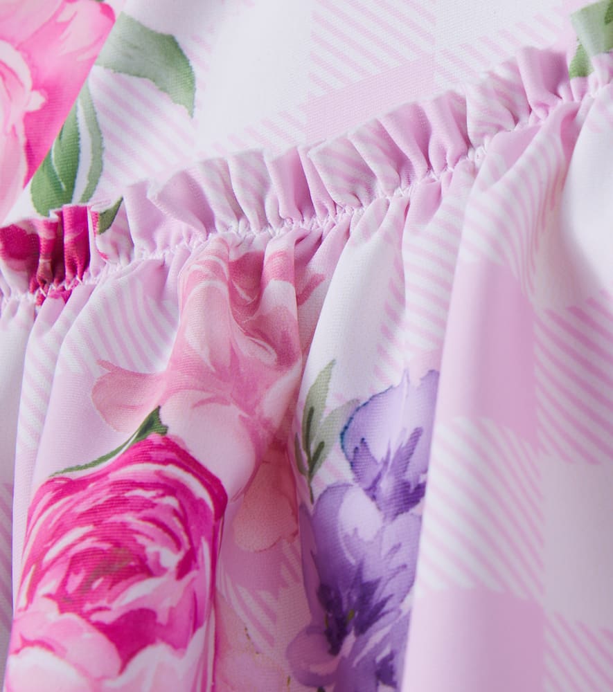 Floral gingham ruffled swimsuit