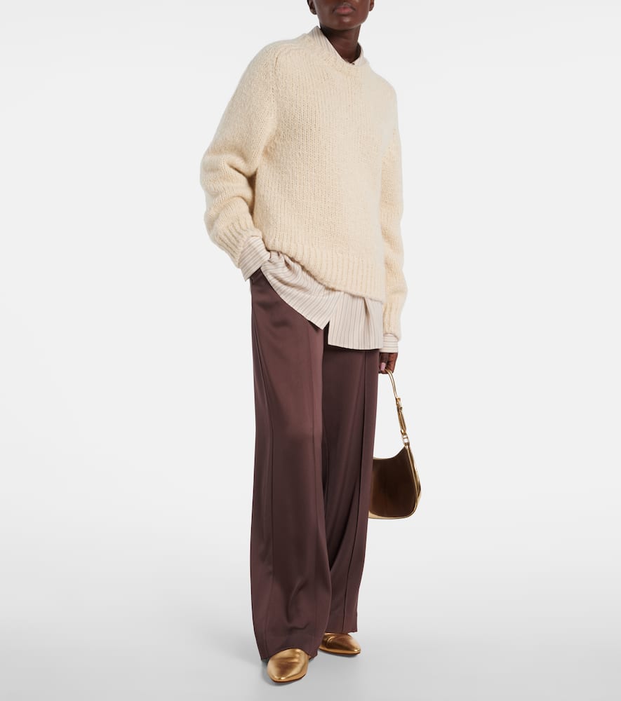 Kyra high-rise satin wide-leg pants