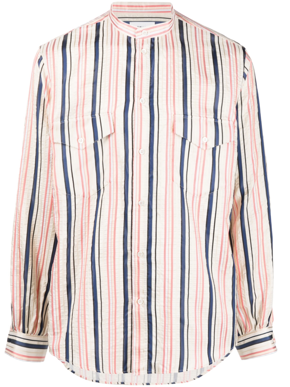 Long-sleeve striped silk shirt - Neutrals