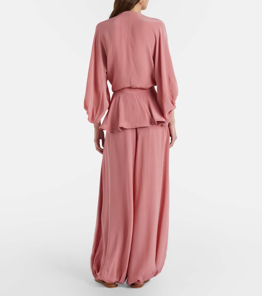 Solid Peplum balloon pants