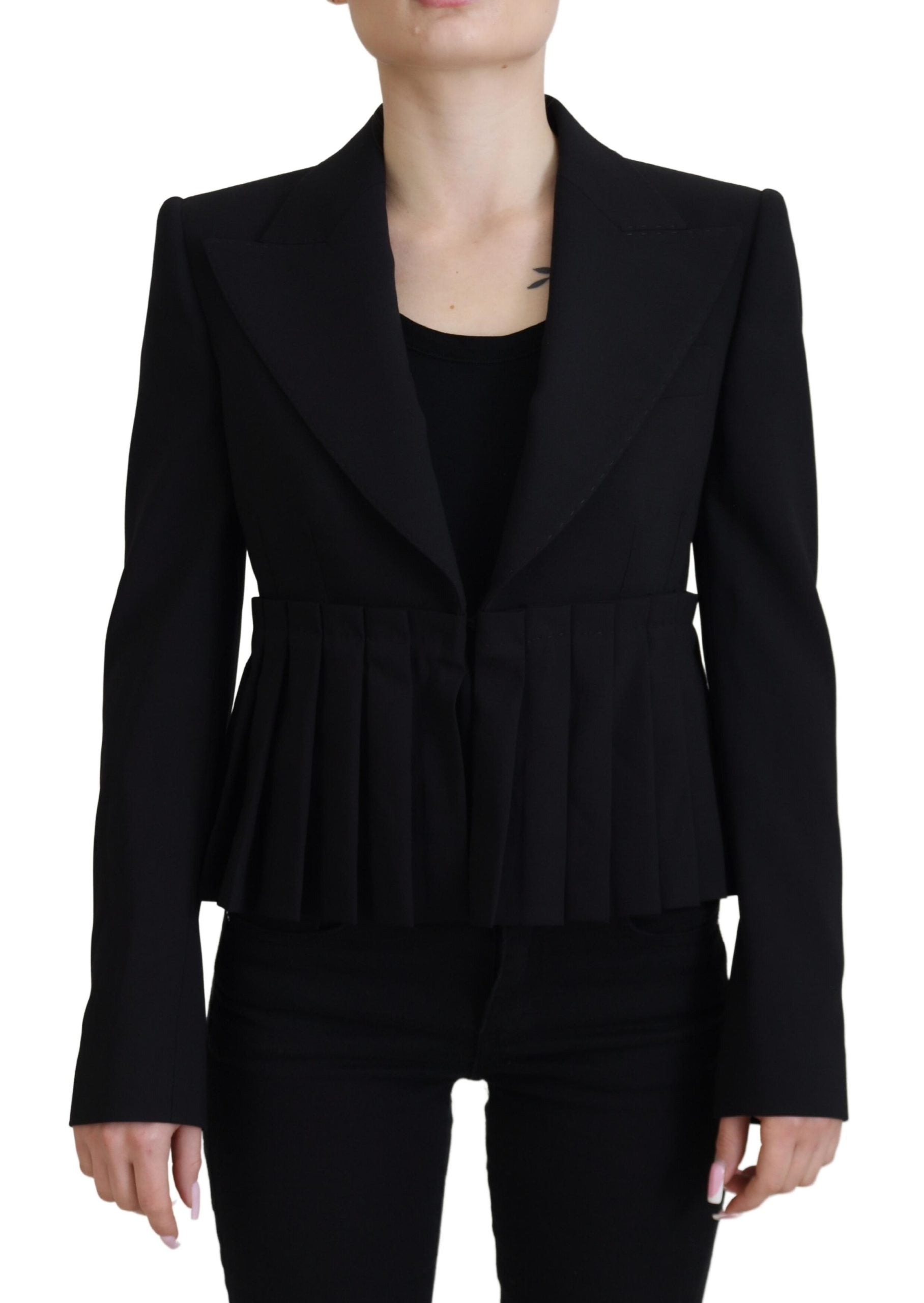 Virgin Wool Stretch Blazer — Black