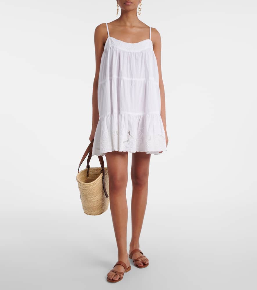 Embroidered cotton poplin slip dress
