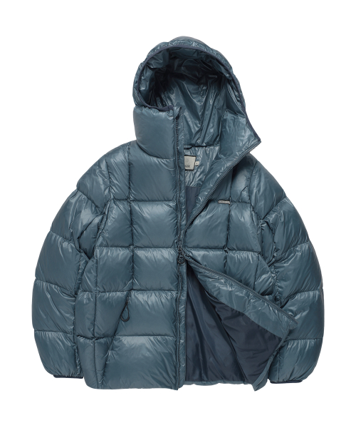 HOODED DUCK DOWN JACKET BLUE