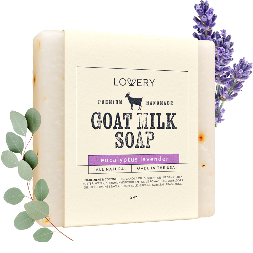 Handmade Goat Milk Soap Bar With Organic Shea Butter - Eucalyptus Lavender Scent