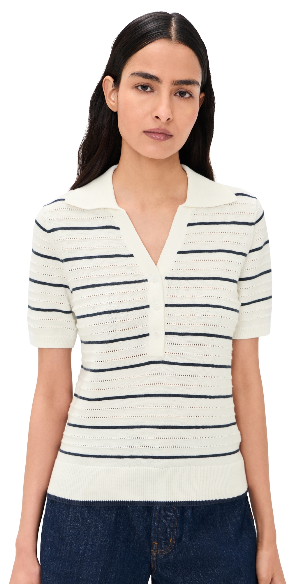Wren Knit Polo White/Blue Nights