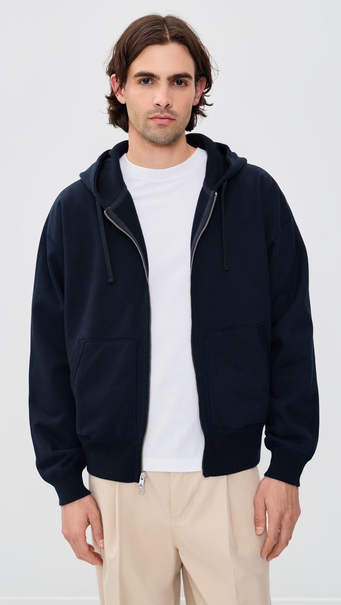 Midweight Terry Relaxed Zip Hoodie Navy