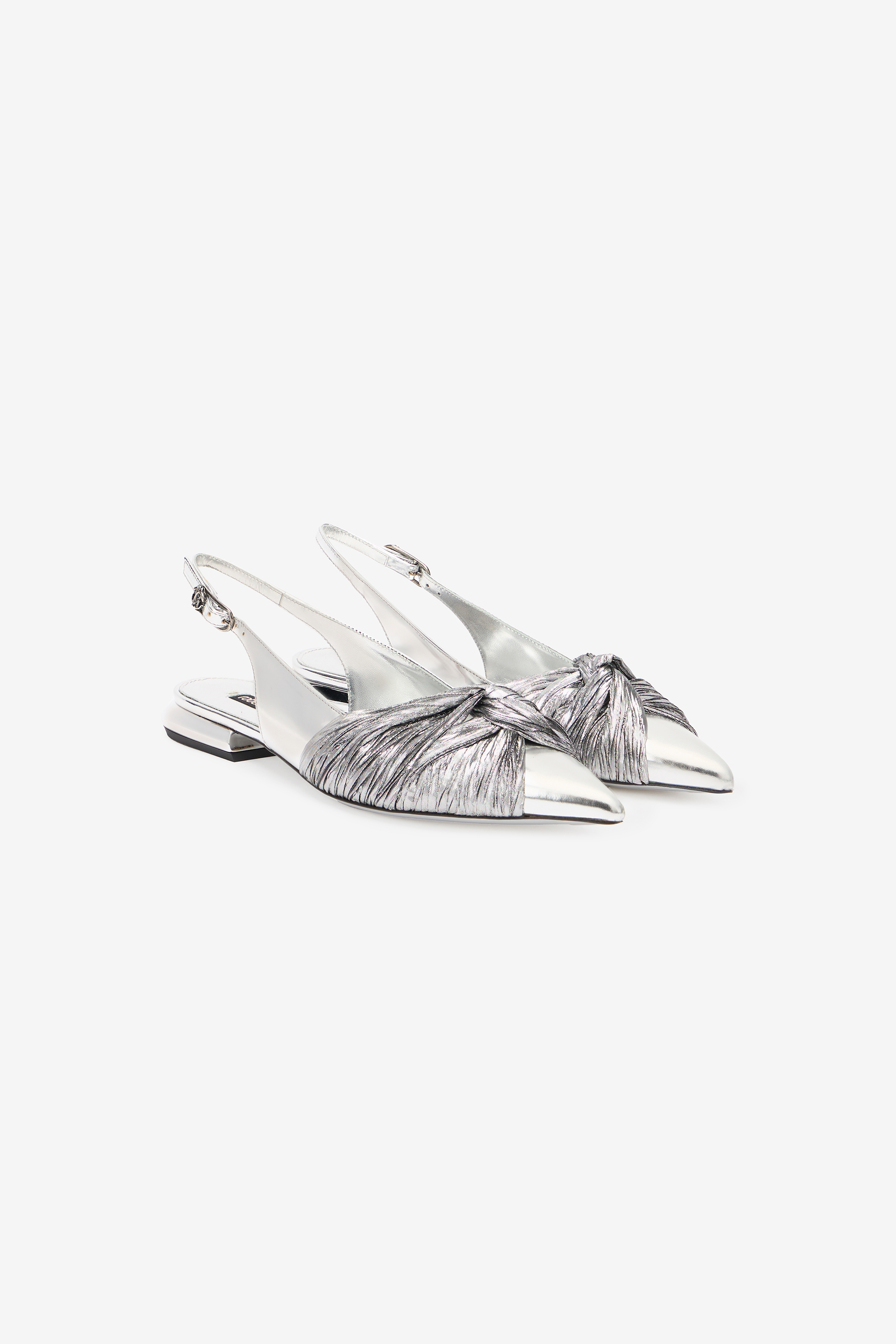 Metallic Leather Slingback Ballet Flats