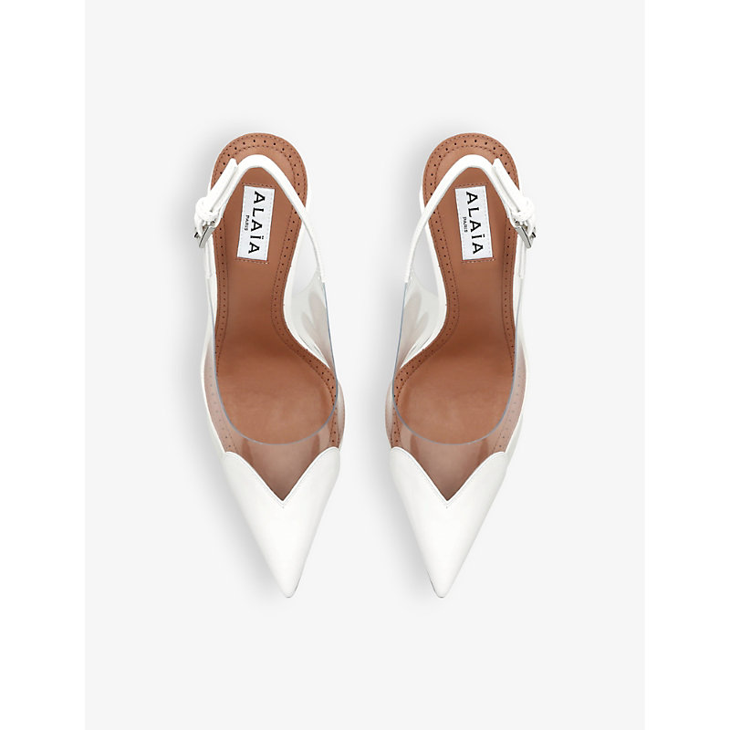 Womens Coeur 90 Heart-Shape Patent Leather Heeled Slingbacks
