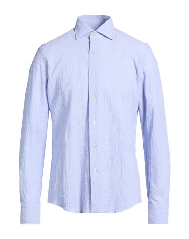 Man Shirt Sky blue Size 15 Cotton, Elastane