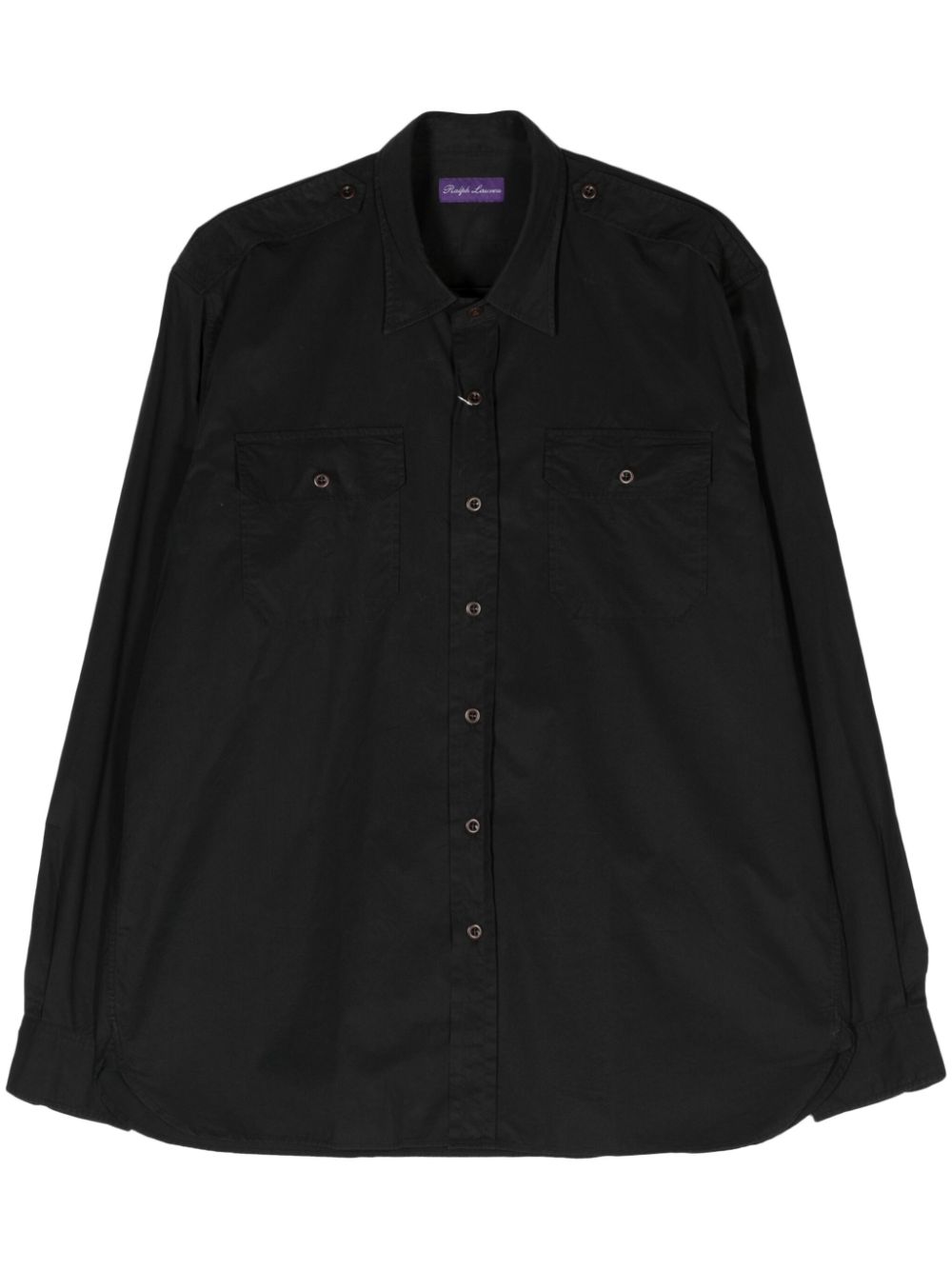 Classic-collar cotton shirt - Black