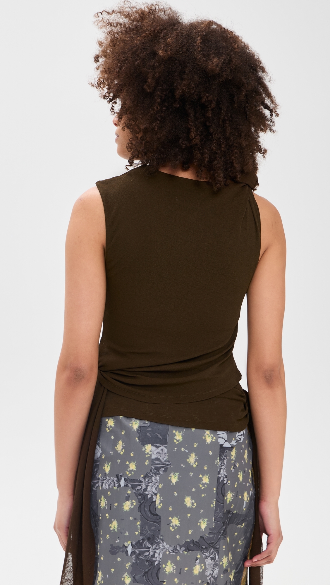 Marl Mesh Tie Knot Tank Top Demitasse