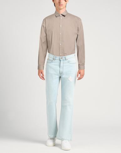 Man Shirt Taupe Size 40 Cotton, Elastane
