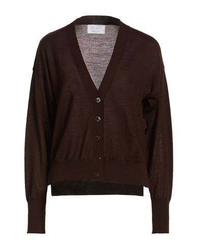Collezione N_01 Woman Cardigan Chocolate brown Size L Merino Wool