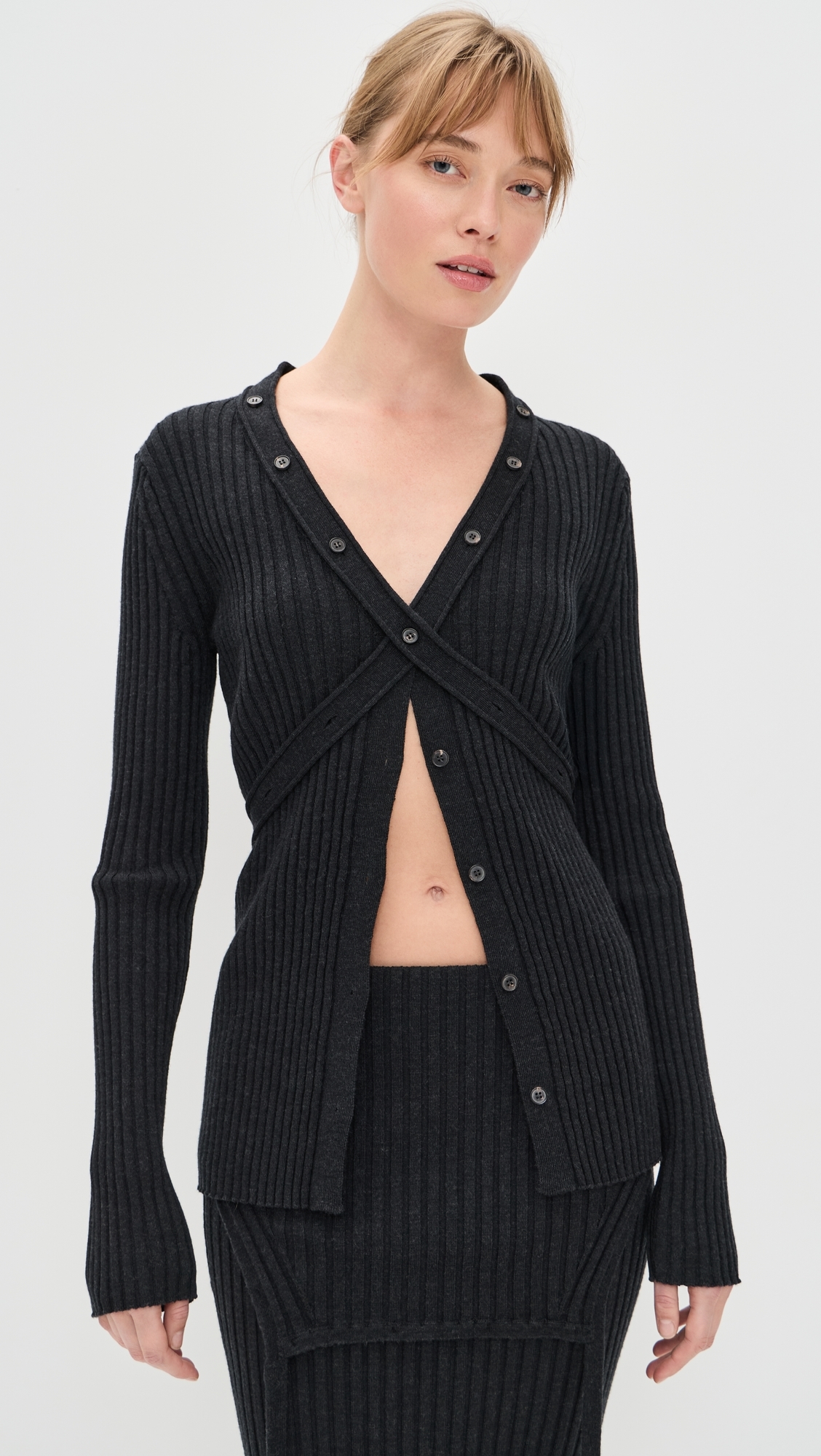 Convertible Cardigan Charcoal Melange