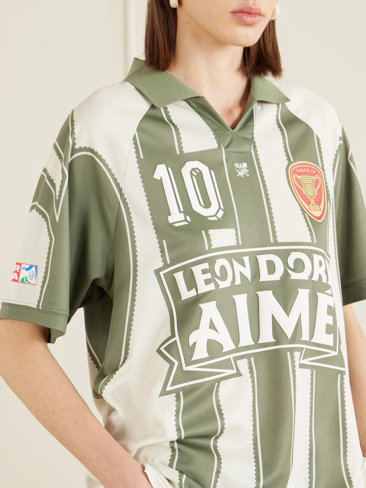 Logo-appliquéd Striped Jersey T-shirt - Green