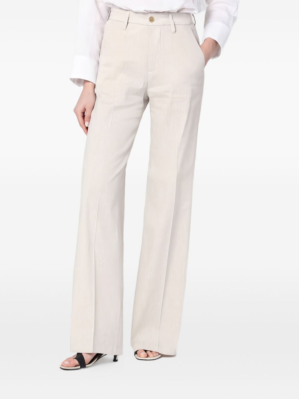 High-waist palazzo trousers - Neutrals