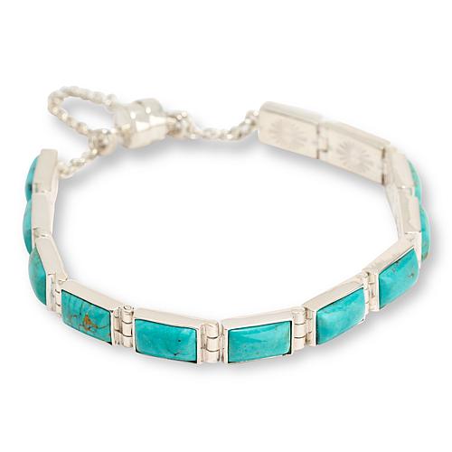 Chilean Turquoise Line Bracelet with Magnetic Clasp