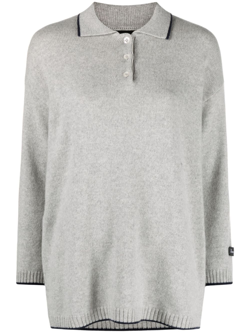 Logo-embroidered polo collar jumper - Grey
