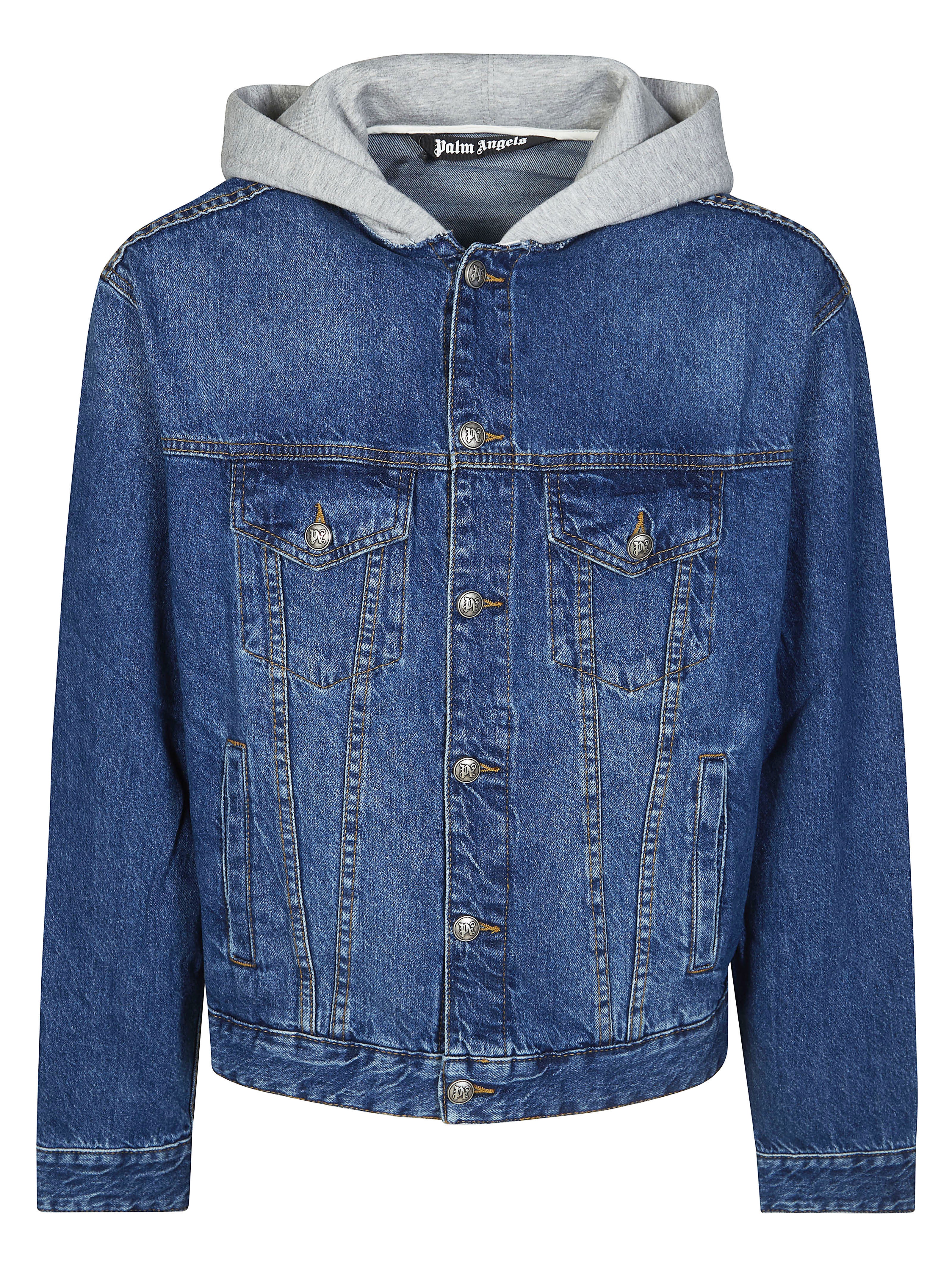 Curved Logo Denim Jacket for Men