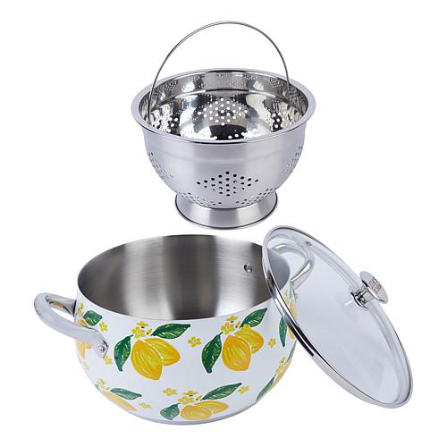 Lidia Bastianich 6.8-Quart Stainless Stockpot with Colander Insert