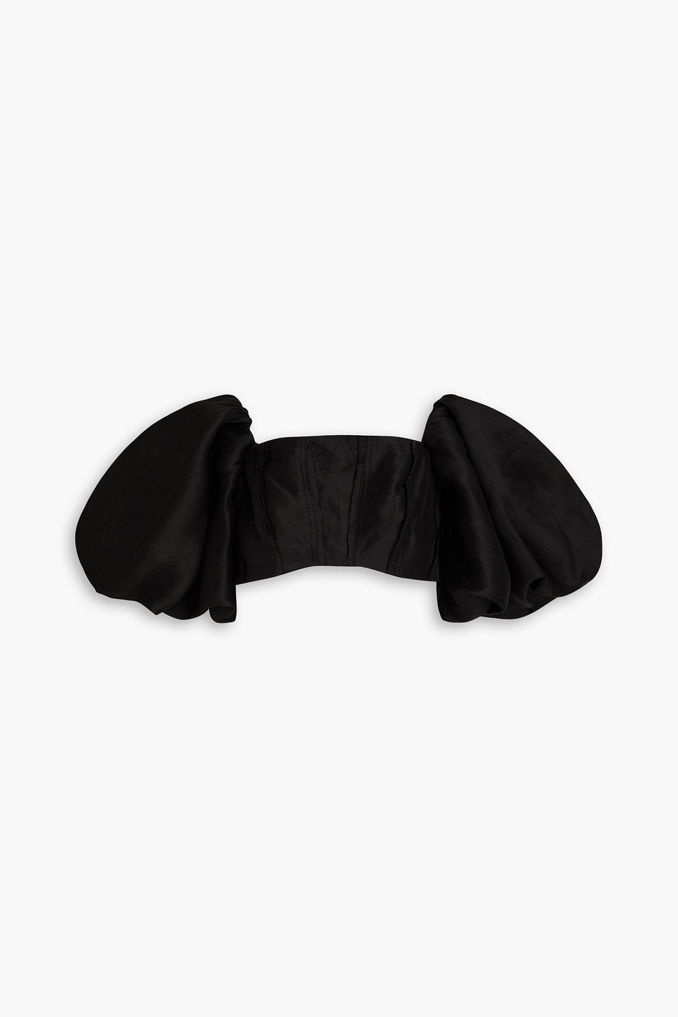 Eugene off-the-shoulder cropped linen-blend top - Black - UK 16