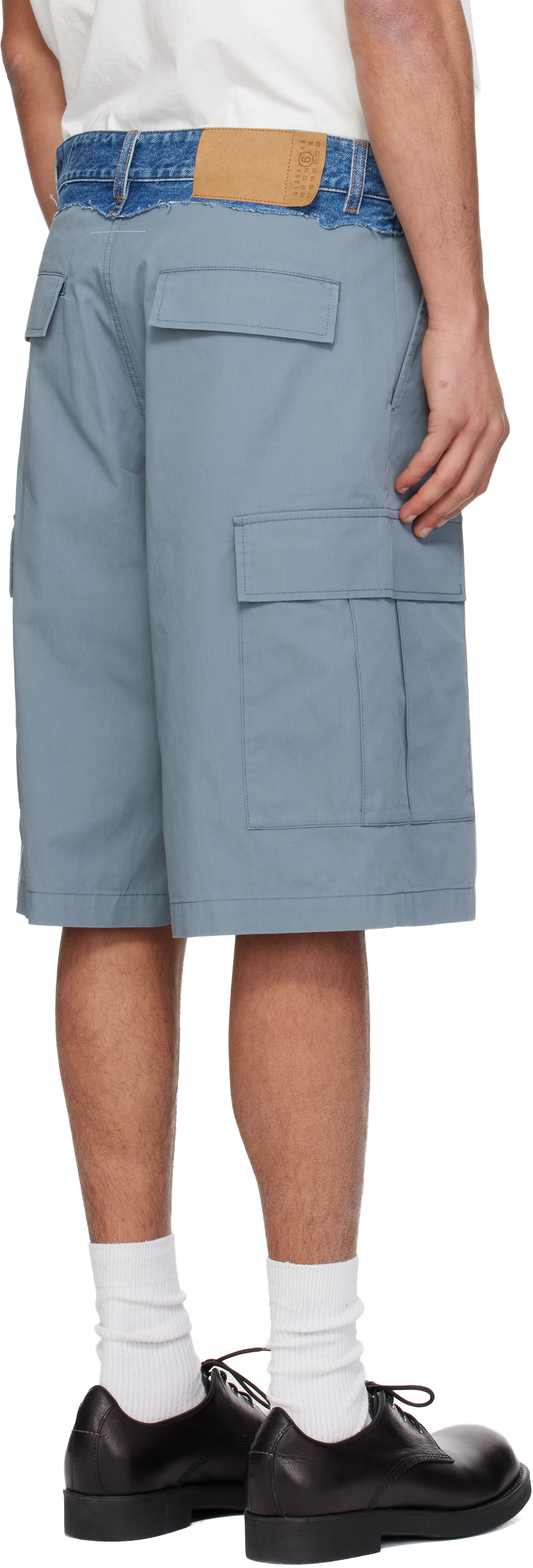 Gray Denim Waistband Cargo Shorts