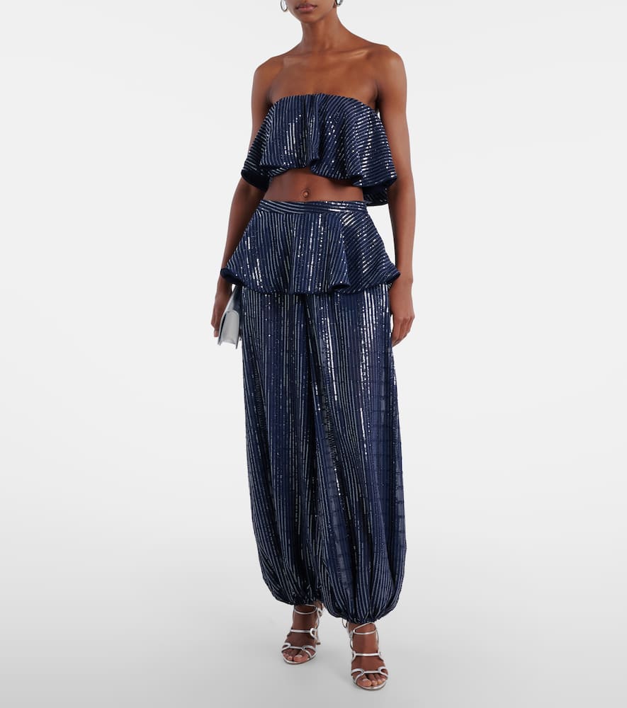 Sequined wide-leg pants